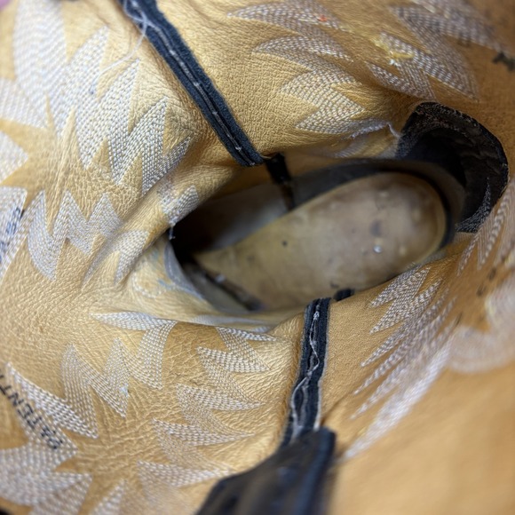 Justin Mens Full Quill Ostrich Western Cowboy Boots Black Brown Square Toe 10.5B - Picture 7 of 13